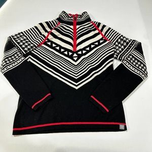 Title Nine Women Pullover Size M Black Pink Merino Wool Nylon